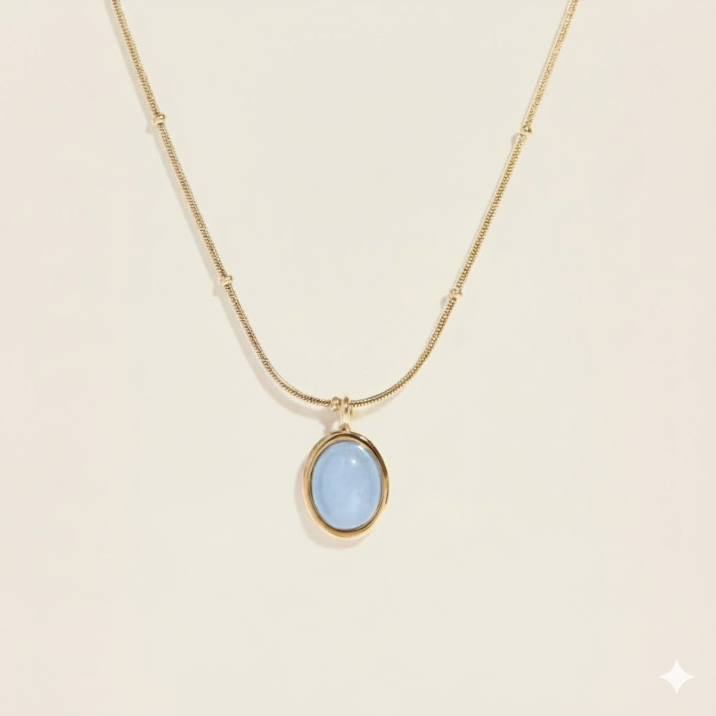 Aquamarine Pendant Necklace for Courage