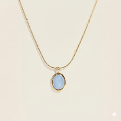 Aquamarine Pendant Necklace for Courage
