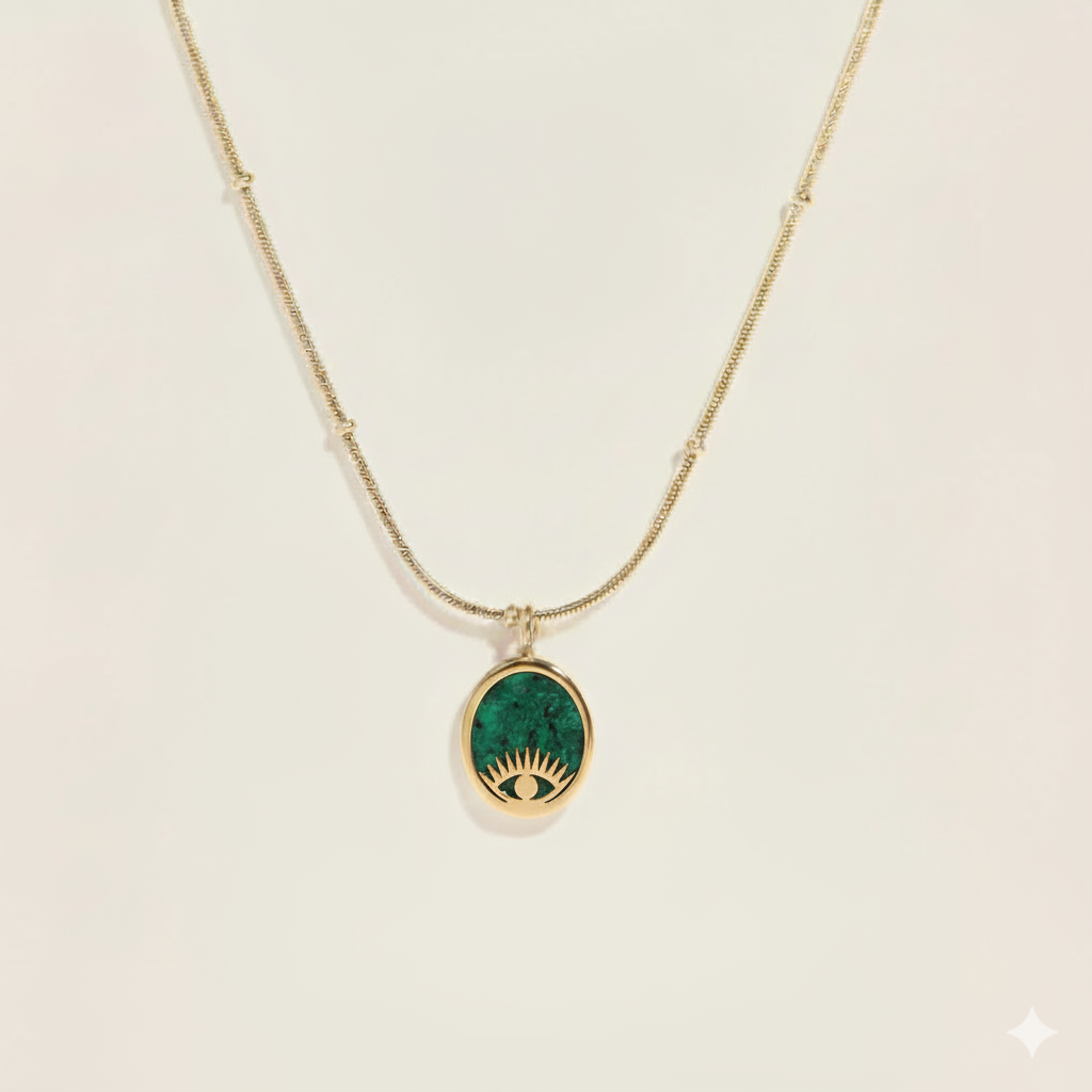 African Turquoise with Evil Eye Nazar Pendant Necklace for Protection & Spiritual Growth