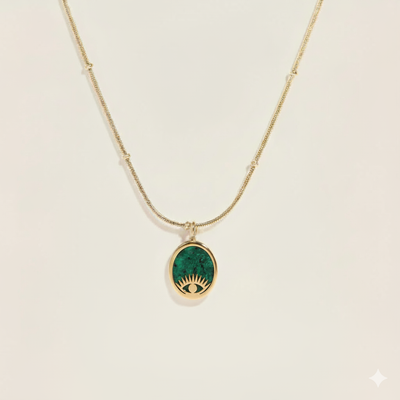 African Turquoise with Evil Eye Nazar Pendant Necklace for Protection & Spiritual Growth