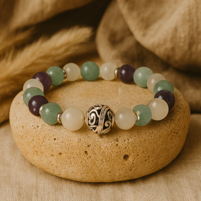 “Moment of Calm” Bracelet in Aventurine, Amethyst & Moonstone