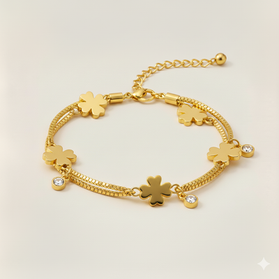 “Enchanted Clover” Bracelet – Gold / Silver Color