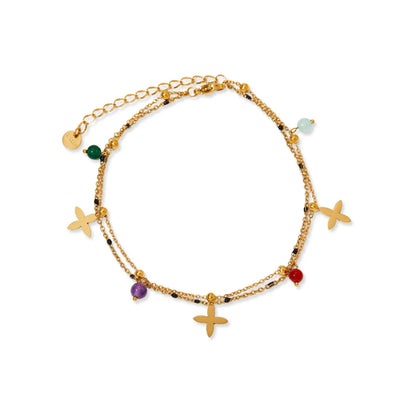 Tropical Charm Stone Pendant Anklet