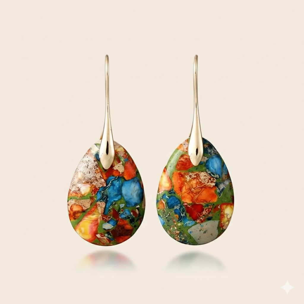 "Harlequin Drops" Jasper Earrings