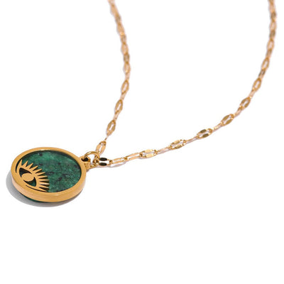 African Turquoise with Evil Eye Nazar Pendant Necklace for Protection & Spiritual Growth
