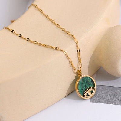 African Turquoise with Evil Eye Nazar Pendant Necklace for Protection & Spiritual Growth
