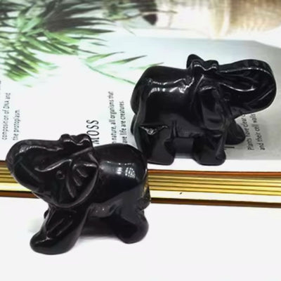 “Guardian of Wisdom” Elephant in Tiger’s Eye Obsidian