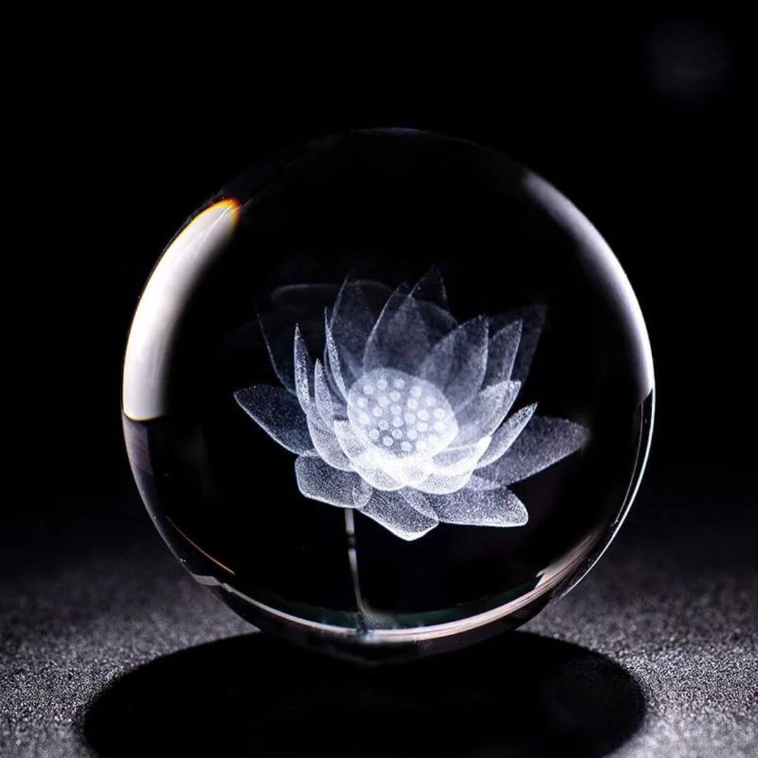 Lotus Flower Crystal Ball with Stand