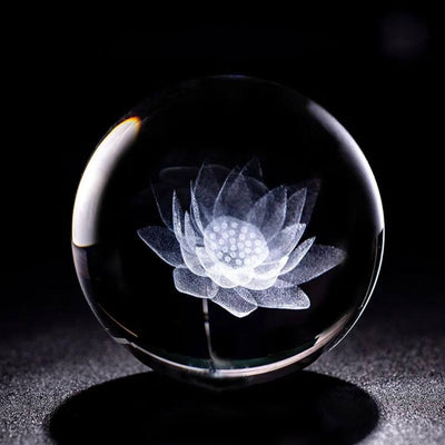 Lotus Flower Crystal Ball with Stand