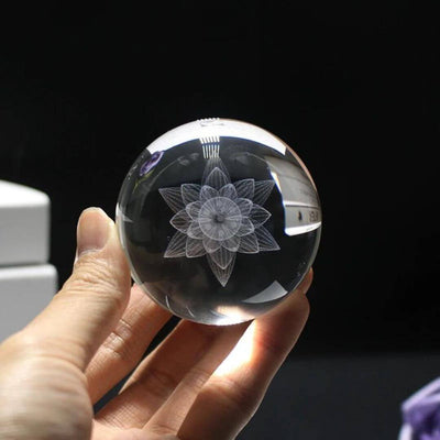 Lotus Flower Crystal Ball with Stand