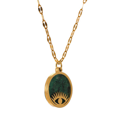 African Turquoise with Evil Eye Nazar Pendant Necklace for Protection & Spiritual Growth