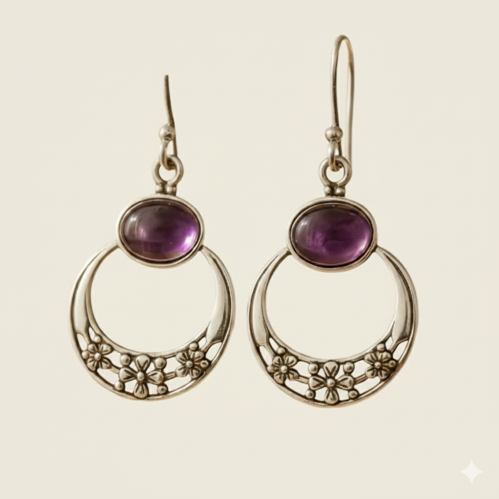 "Feminine Wisdom" "Earrings in Amethyst & Silver