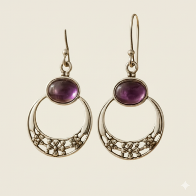 "Feminine Wisdom" "Earrings in Amethyst & Silver