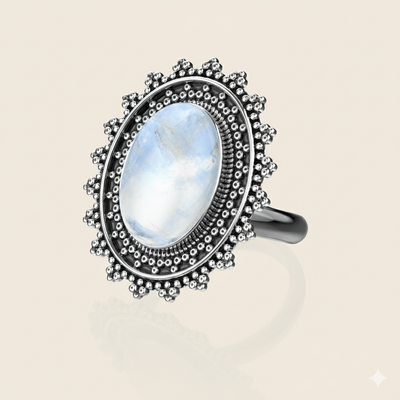 Silver Lunar Sunbeam Ring