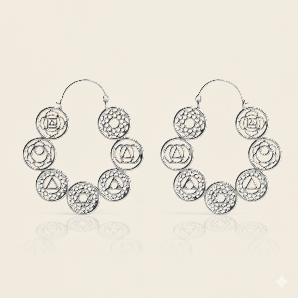 Chakra Silver Hoops