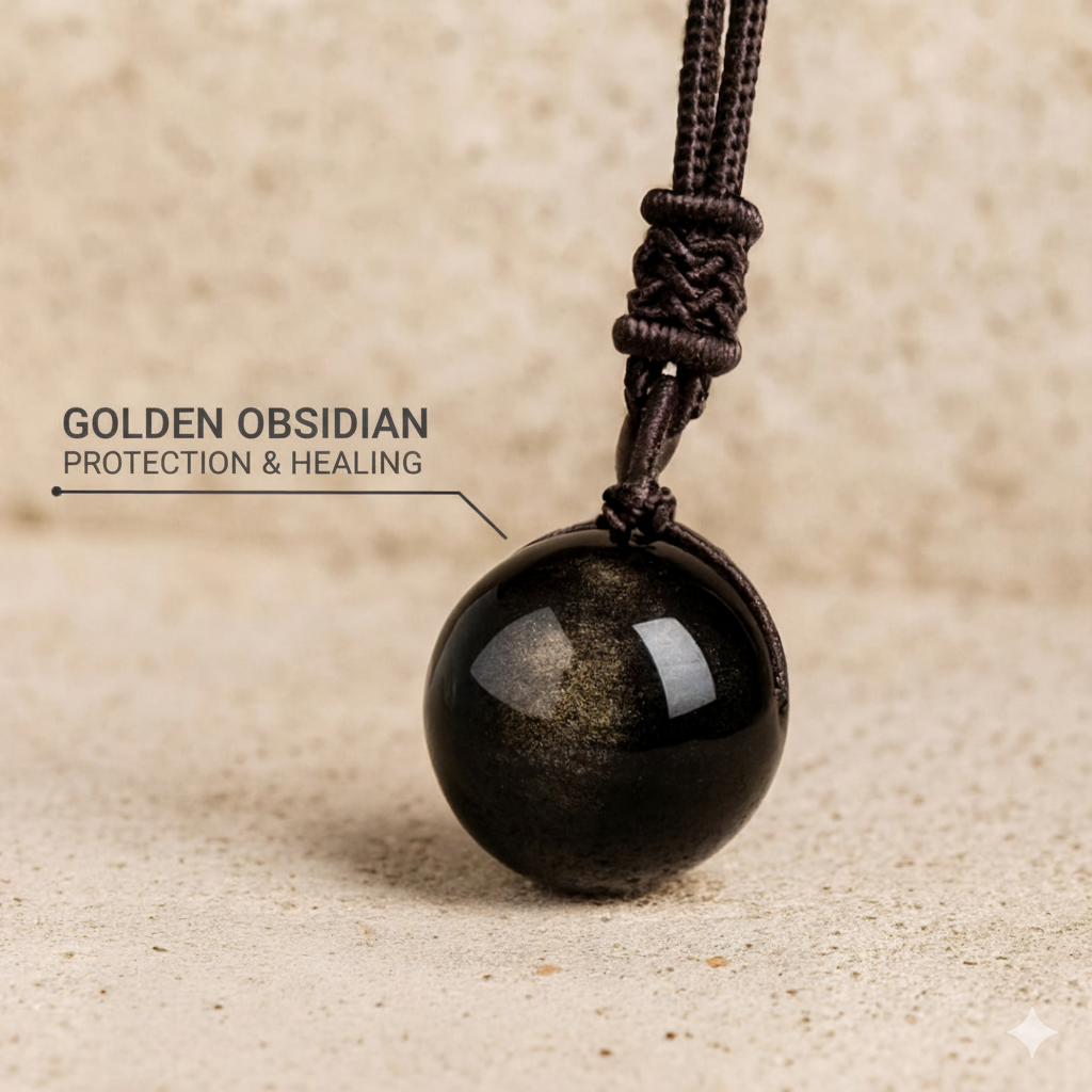 “Sphere” Pendant in Golden Obsidian