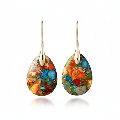 "Harlequin Drops" Jasper Earrings