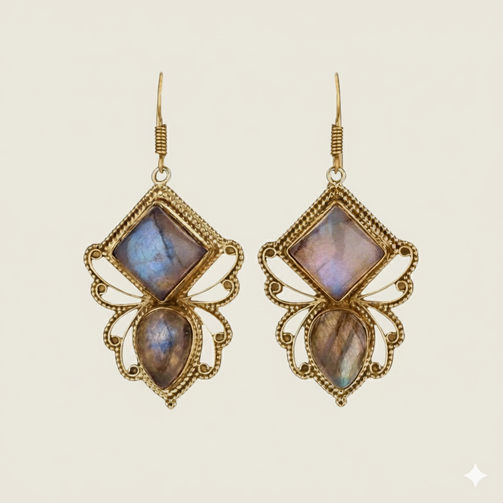 Crystal Bees Labradorite Earrings