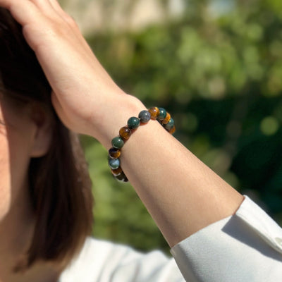 “Balance & Protection” Bracelet in Tiger’s Eye & Moss Agate