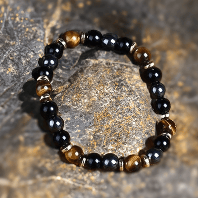 "Confidence & Protection" Bracelet in Tiger's Eye, Hematite & Onyx