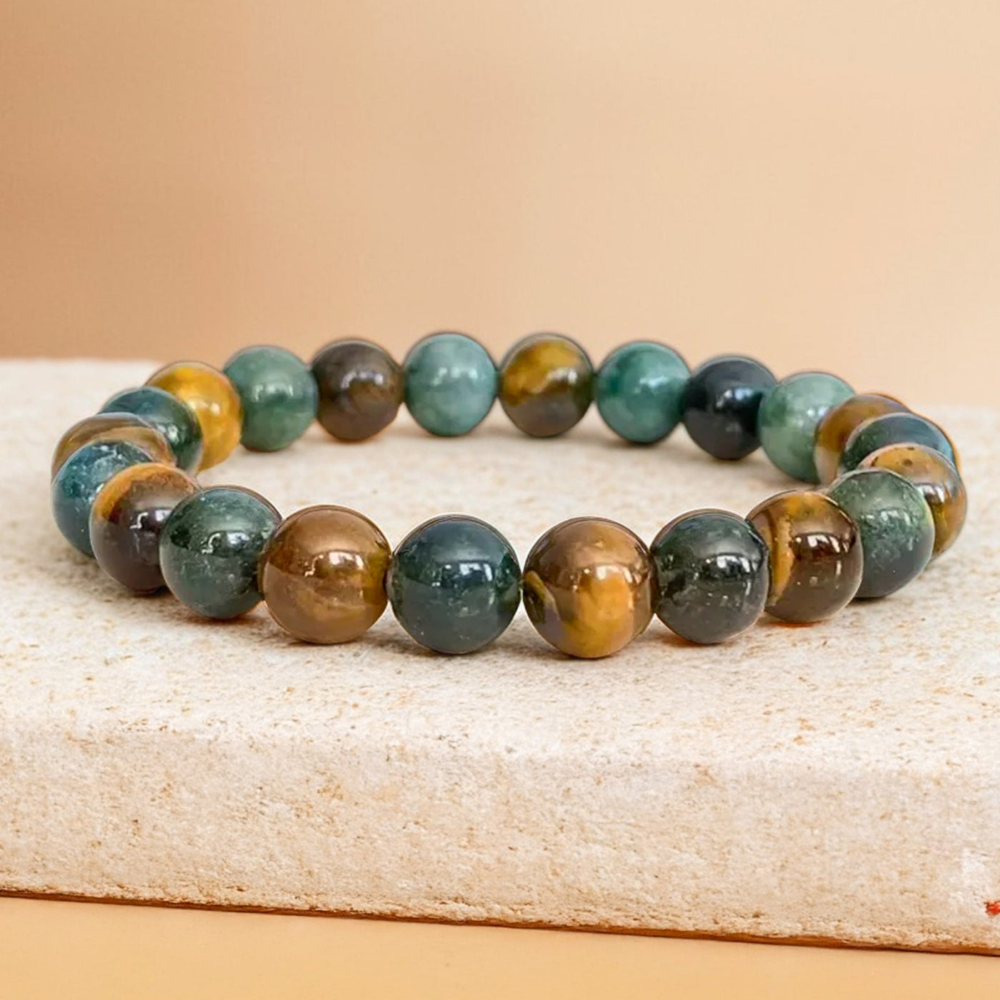 “Balance & Protection” Bracelet in Tiger’s Eye & Moss Agate