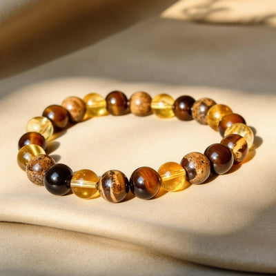 “Protection & Prosperity” Bracelet in Tiger’s Eye, Citrine & Picture Jasper
