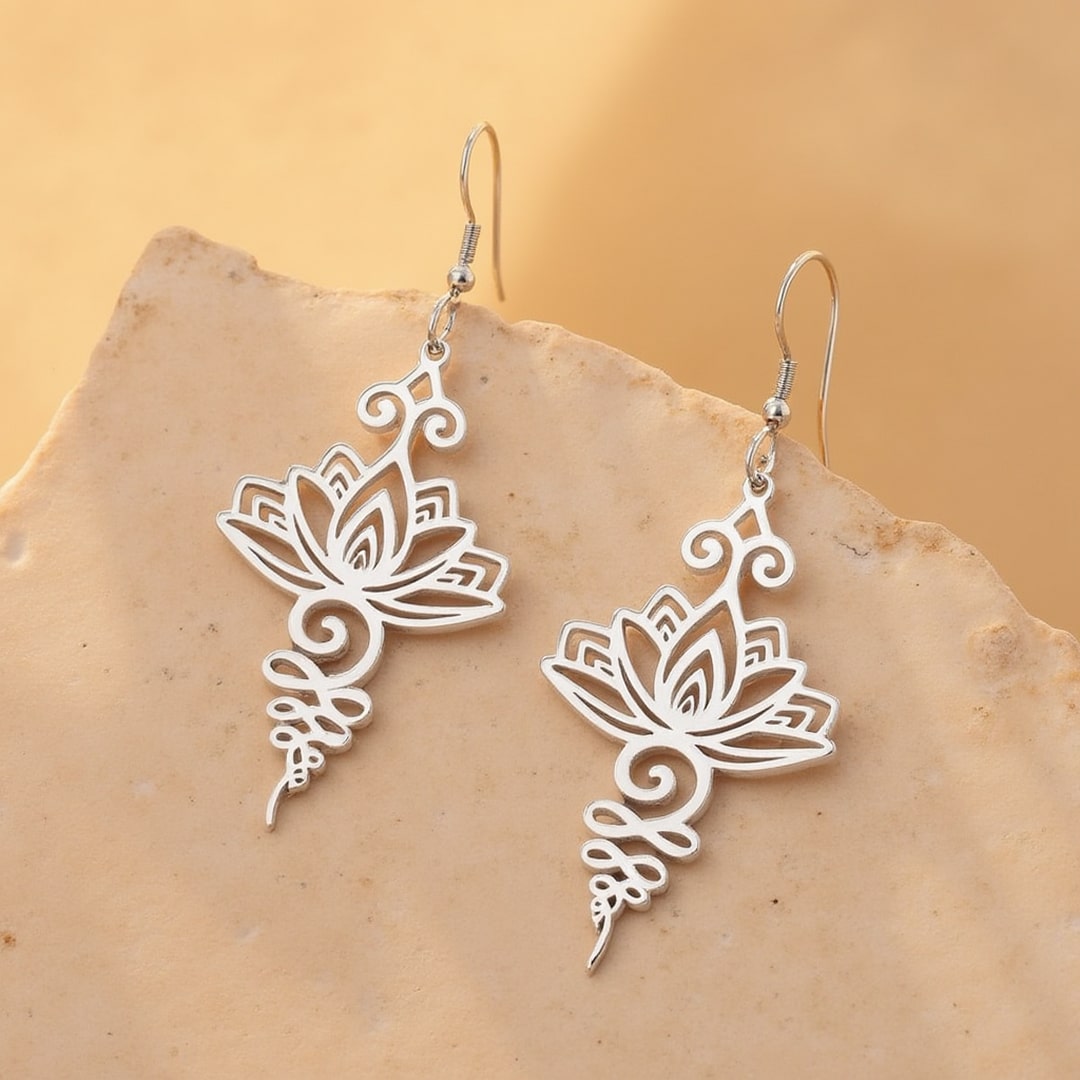 "Lotus Unalome" Earrings