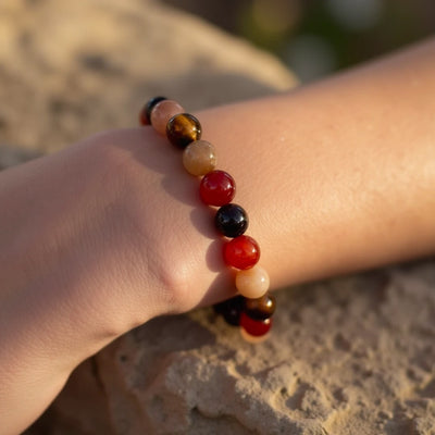 "Luck & Joy" Bracelet in Tiger Eye, Sunstone, Carnelian & Garnet