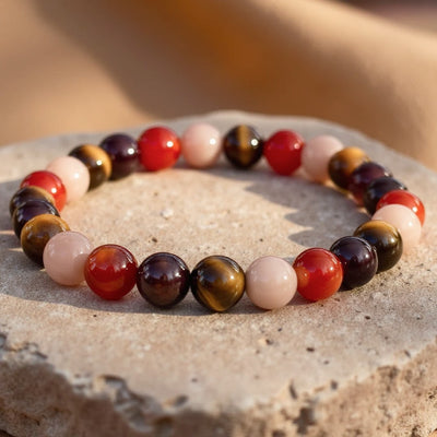 "Luck & Joy" Bracelet in Tiger Eye, Sunstone, Carnelian & Garnet