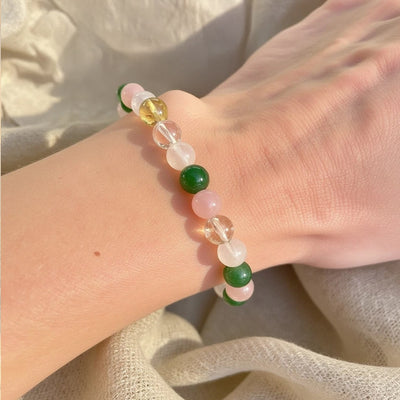"Luck & Opportunity" Bracelet in Aventurine, Citrine, Rose Quartz & Clear Crystal