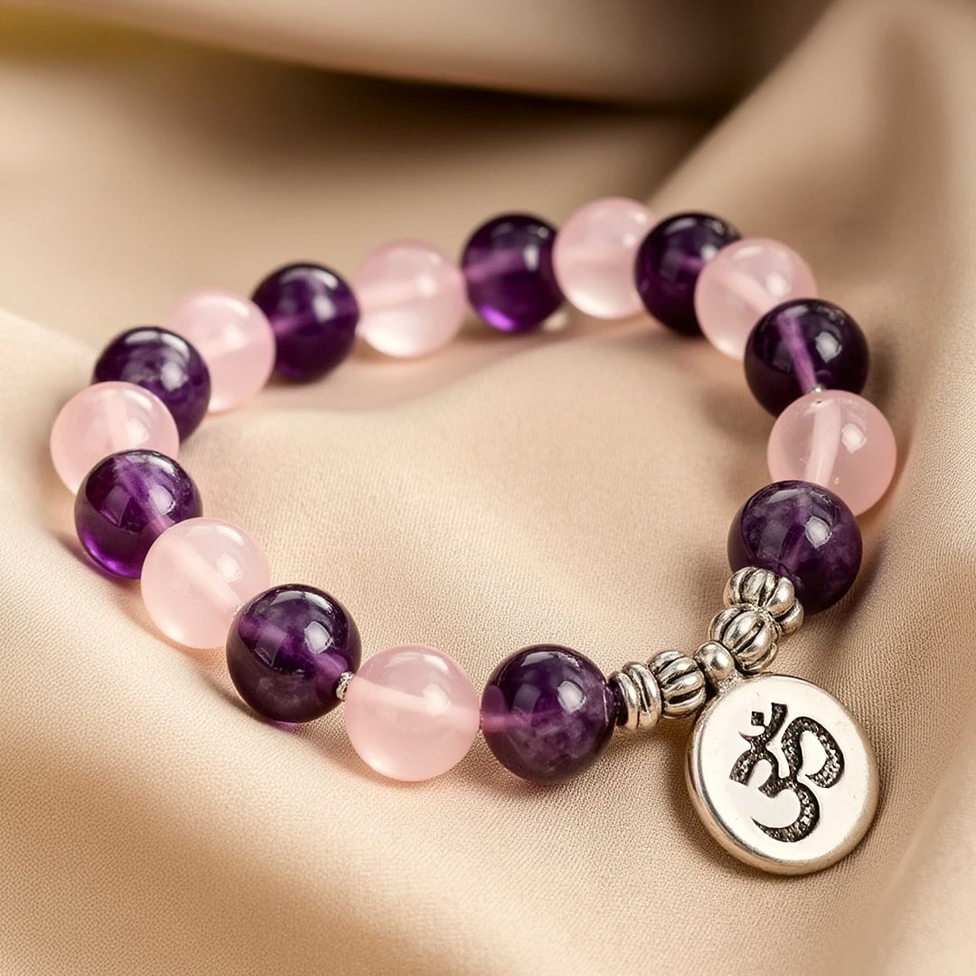 "Love & Spirituality" Bracelet in Amethyst & Rose Quartz
