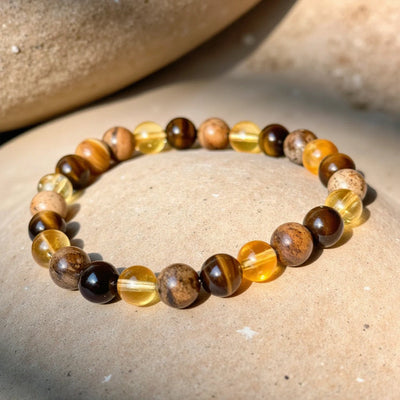 “Protection & Prosperity” Bracelet in Tiger’s Eye, Citrine & Picture Jasper