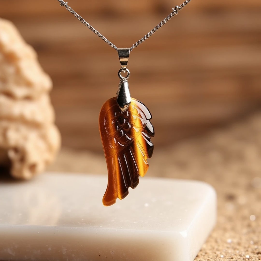 “Angel Wing” Pendant in Natural Stone