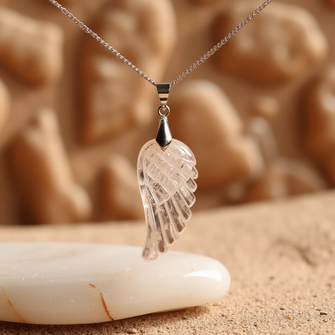 “Angel Wing” Pendant in Natural Stone