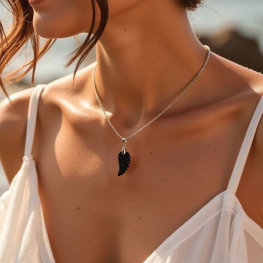 “Angel Wing” Pendant in Natural Stone
