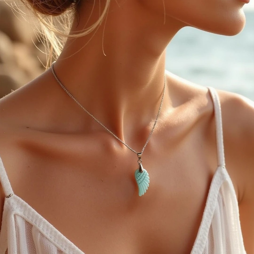 “Angel Wing” Pendant in Natural Stone
