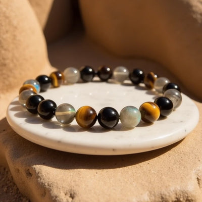 “Ultimate Protection” Bracelet in Tourmaline, Tiger’s Eye & Labradorite