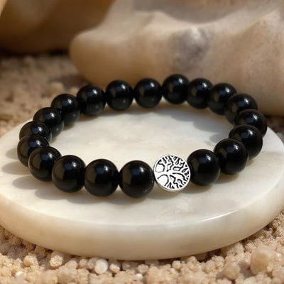 “Protective Anchor” Bracelet in Black Obsidian