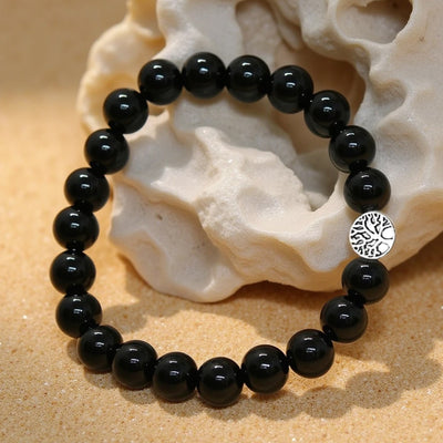 “Protective Anchor” Bracelet in Black Obsidian