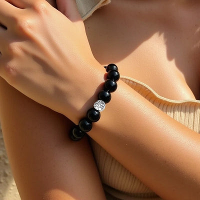 “Protective Anchor” Bracelet in Black Obsidian