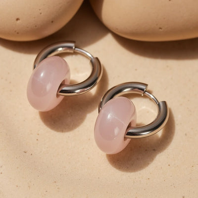 "Double Hoop" Natural Stone Earrings