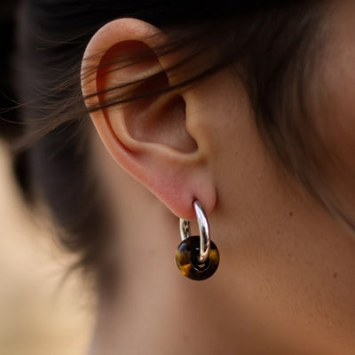 "Double Hoop" Natural Stone Earrings