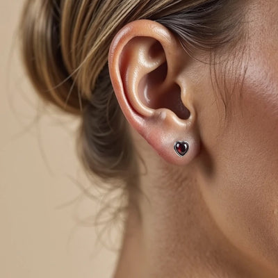 "Passion Heart" Garnet & Silver Earrings