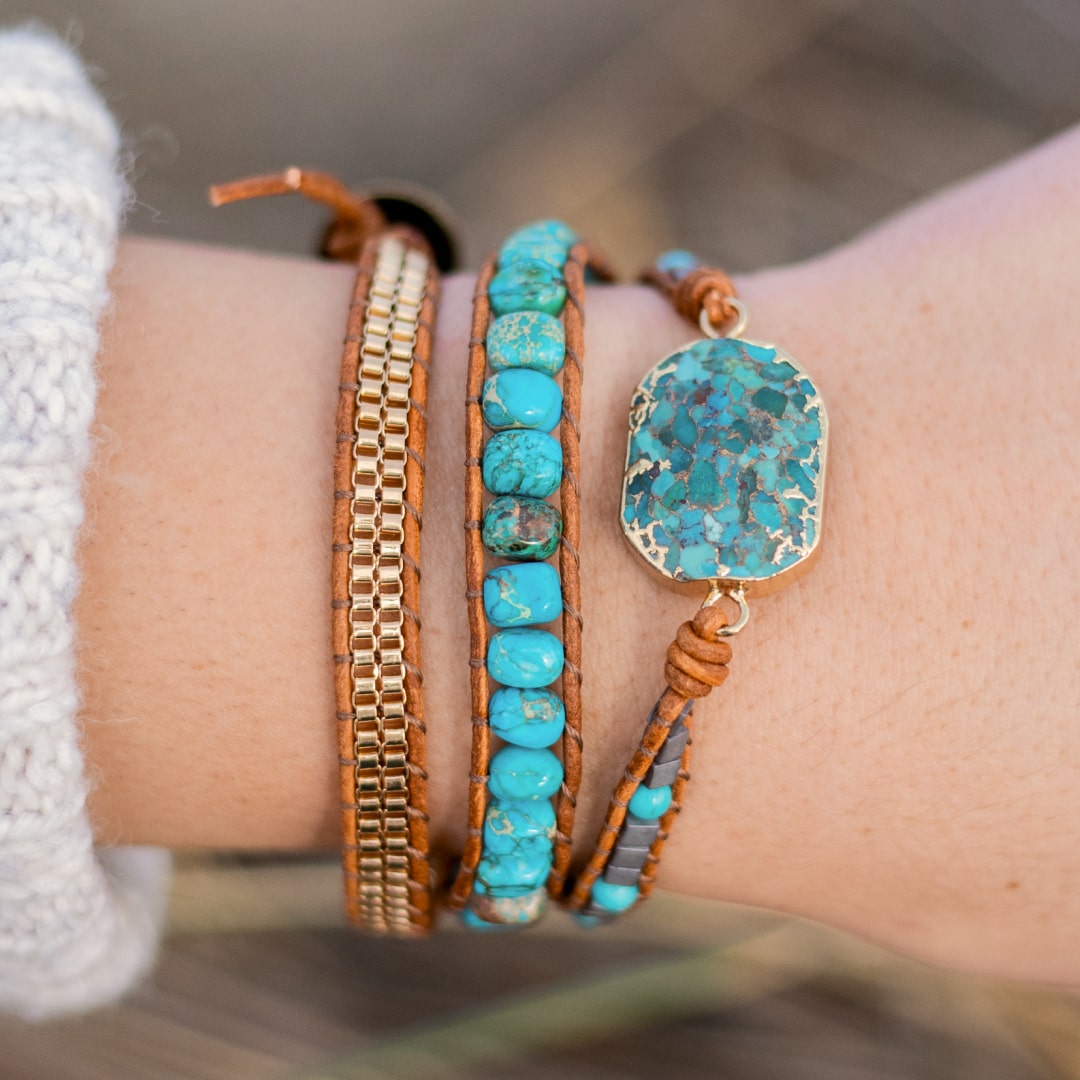 “Soothing Energy” Wrap Bracelet in Turquoise