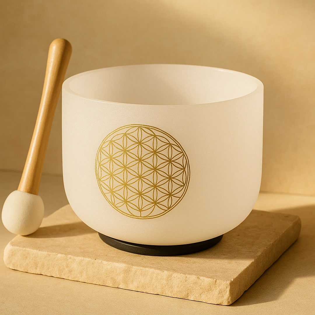 Quartz Crystal Singing Bowl "Flower of Life"