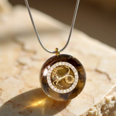“Zodiac Sign” Orgonite Pendant in Natural Stone