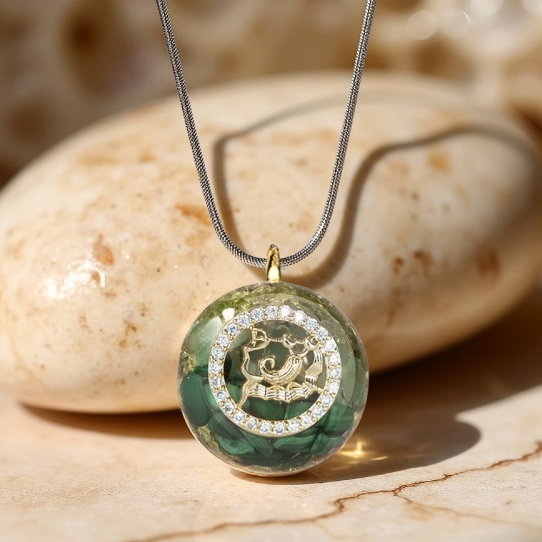 “Zodiac Sign” Orgonite Pendant in Natural Stone