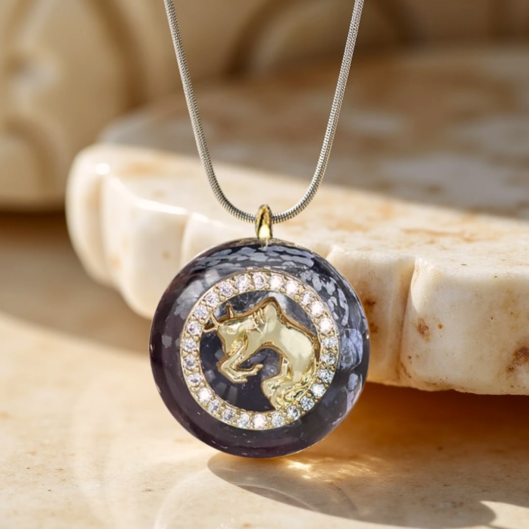 “Zodiac Sign” Orgonite Pendant in Natural Stone