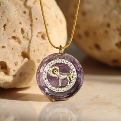 “Zodiac Sign” Orgonite Pendant in Natural Stone