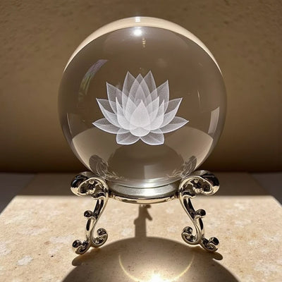 Lotus Flower Crystal Ball with Stand